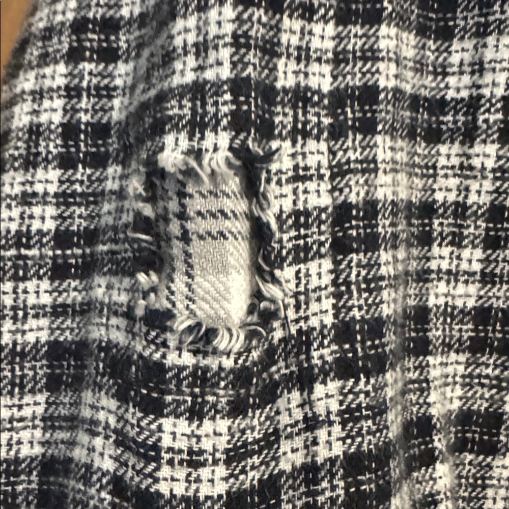 American Eagle Cropped Patchwork plaid Hoodie Shi… - image 4